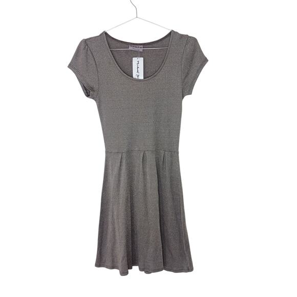 New with Tags Michael Stars Shine Dress One Size Gray Metallic Scoop Neck - Picture 2 of 9